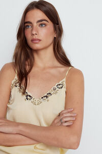 Cortefiel Embroidered cami top White
