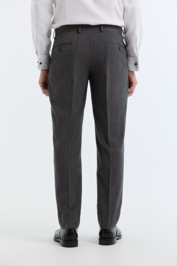 Cortefiel Grey split leather trousers Dark grey