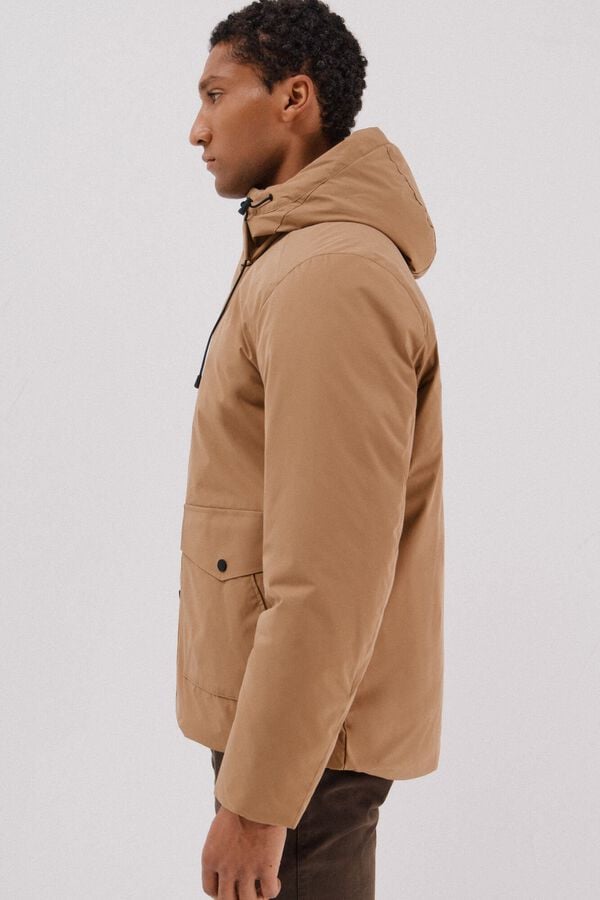 Cortefiel Hooded parka Camel