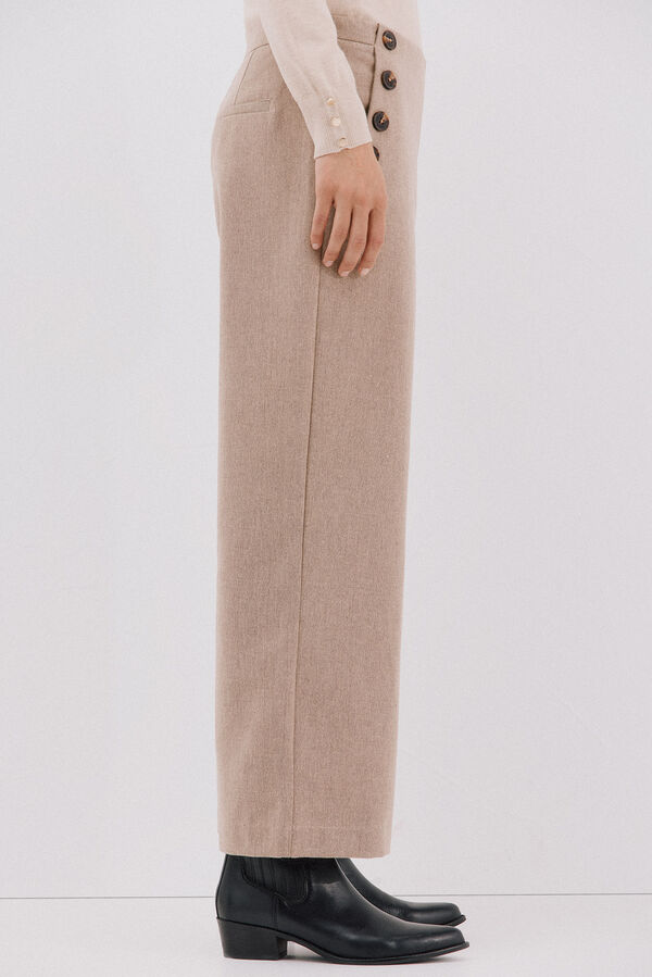 Cortefiel Women's cropped and wide-leg pants Printed beige