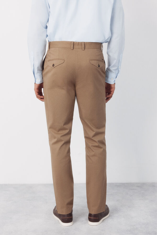 Cortefiel Regular microprint chinos trousers Beige