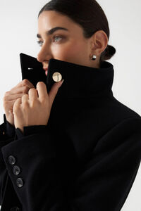 Cortefiel Cloth coat with belt Black