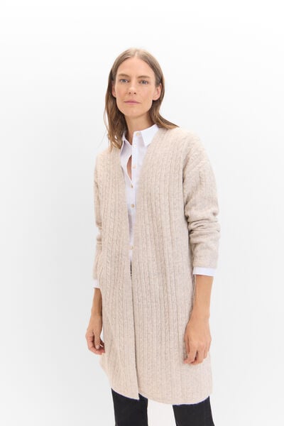 Cortefiel Soft cross-knit cardigan Beige