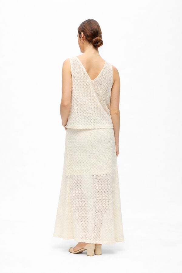 Object Openwork fabric long skirt Beige