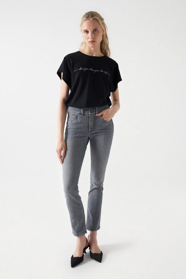 Cortefiel Secret push-in skinny jeans with sparkles Grey