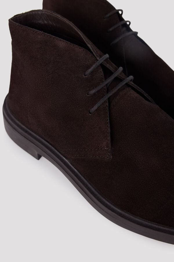 Cortefiel Suede lace-up boot Dark brown