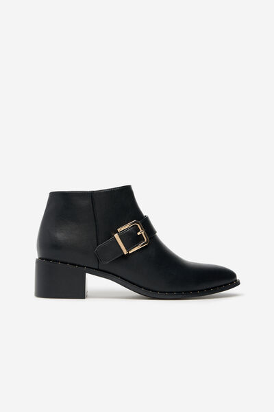 Cortefiel hem boot with buckle Black