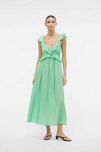 Cortefiel Ankle-length strappy dress with ruffle Green