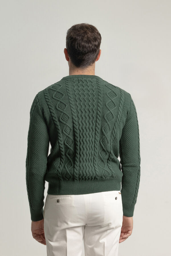 PuroEGO Suéter Aran com gola redonda Verde