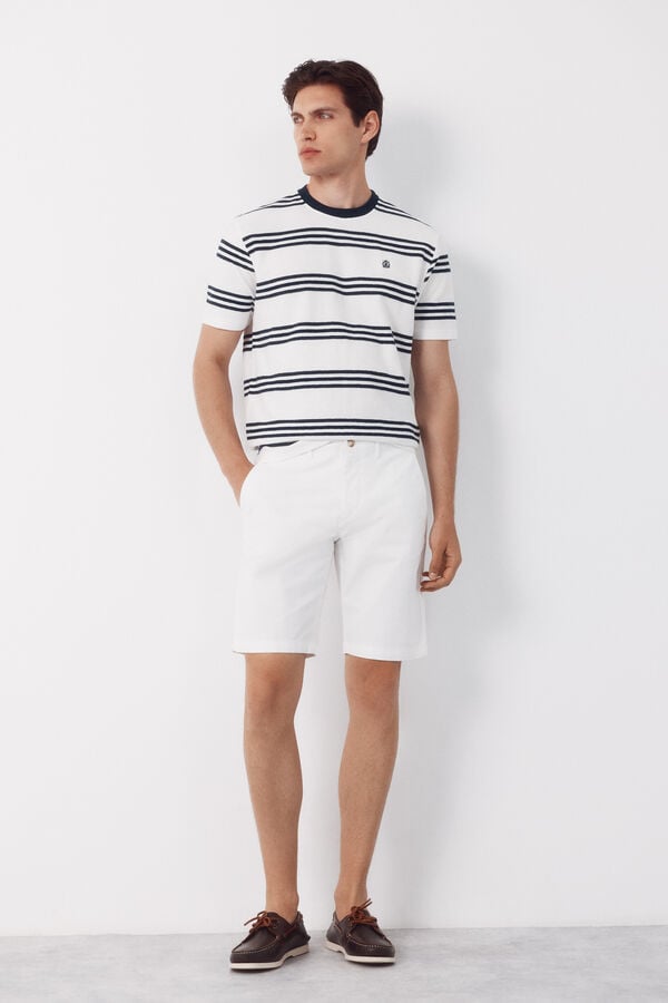 Cortefiel Striped structure T-shirt White