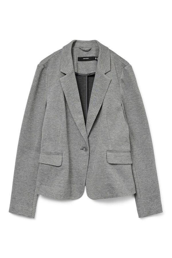 Vero Moda Blazer feminino de manga comprida com bolsos Cinzento