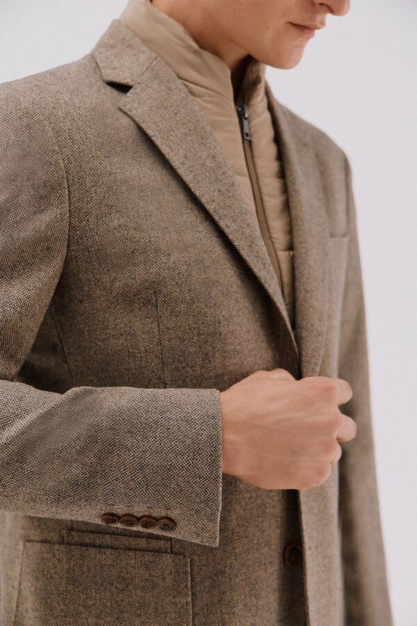 Cortefiel Wool blazer with removable lining Beige