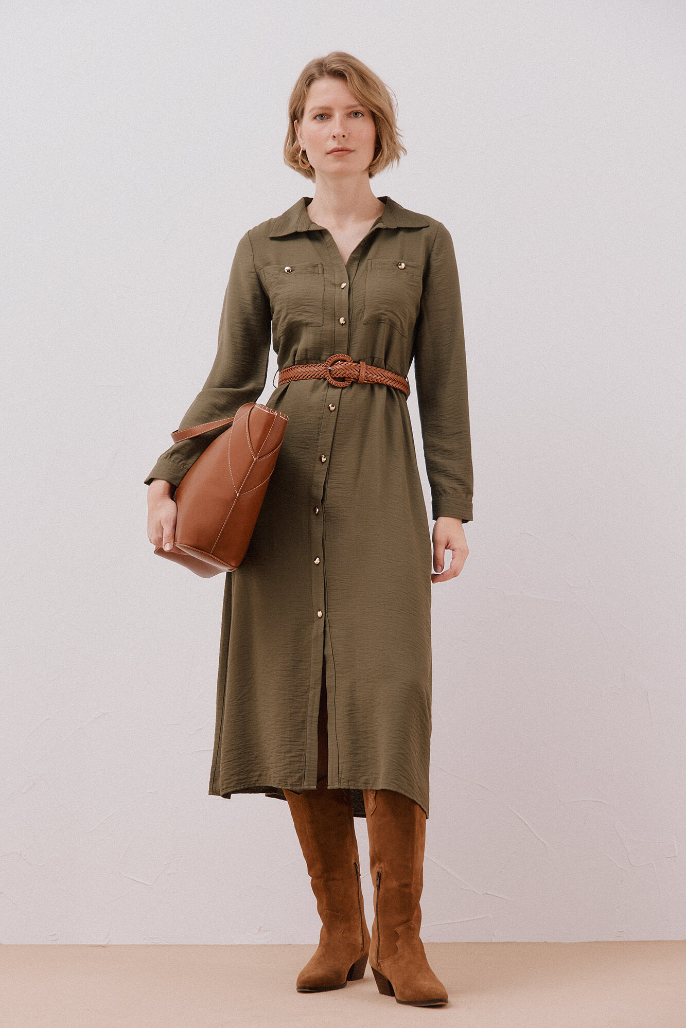 Cortefiel Belted shirt dress