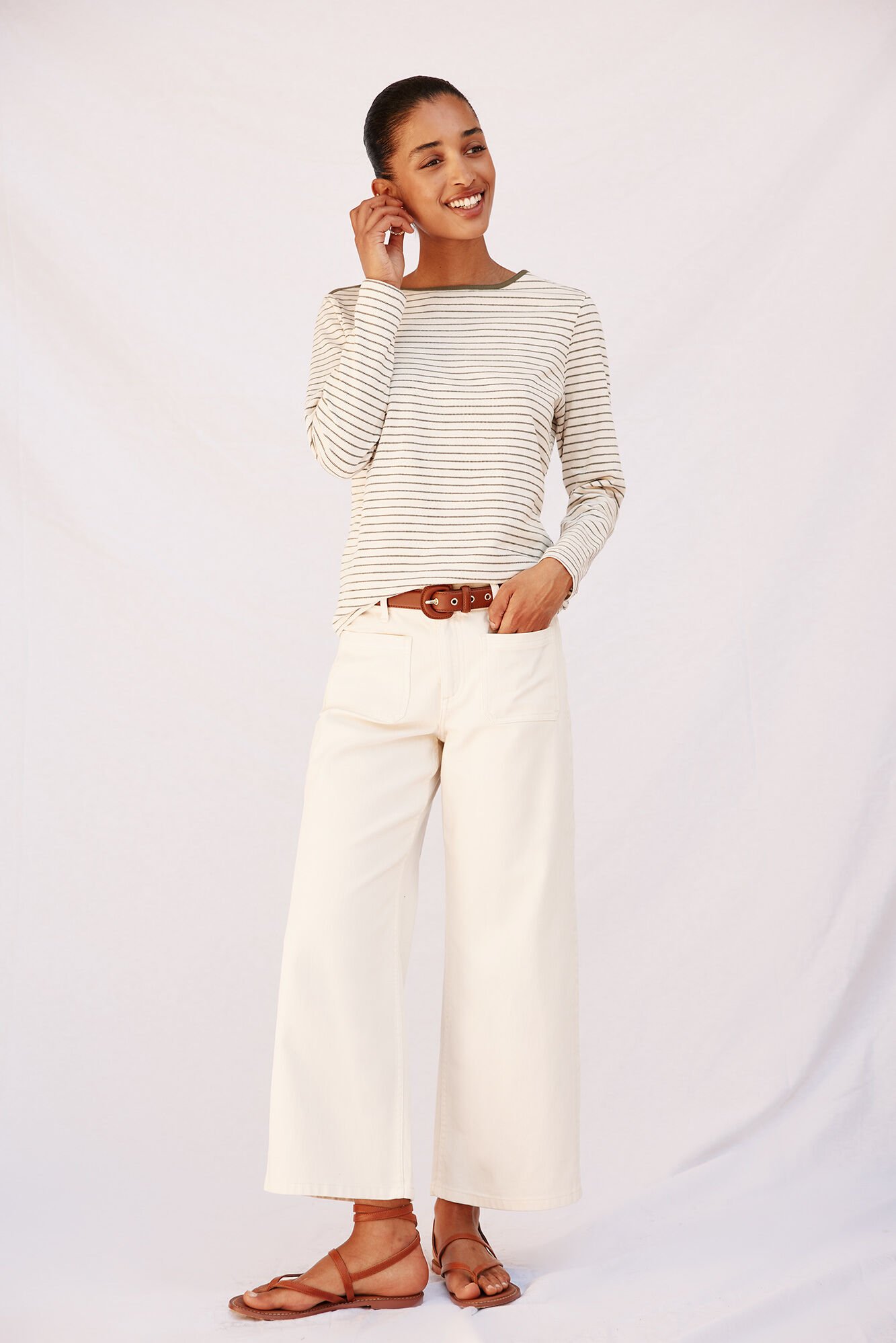 Cortefiel striped boat neck t-shirt