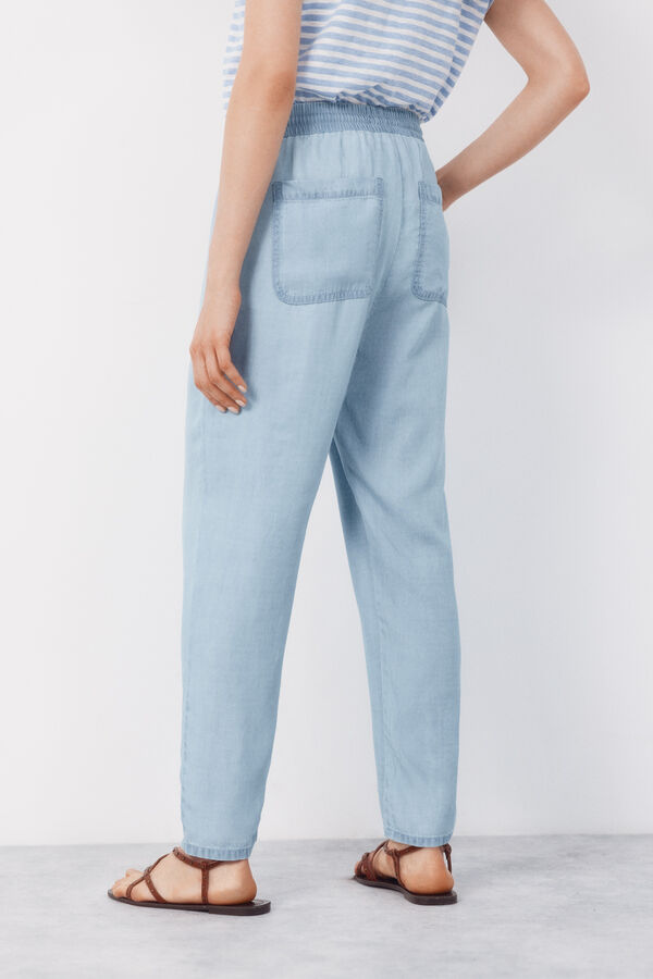 Cortefiel Tencel fluid trousers Blue