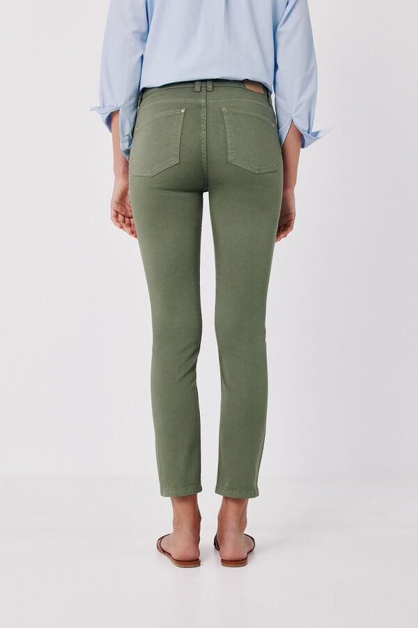 Cortefiel Coloured cropped skinny jeans Kaki
