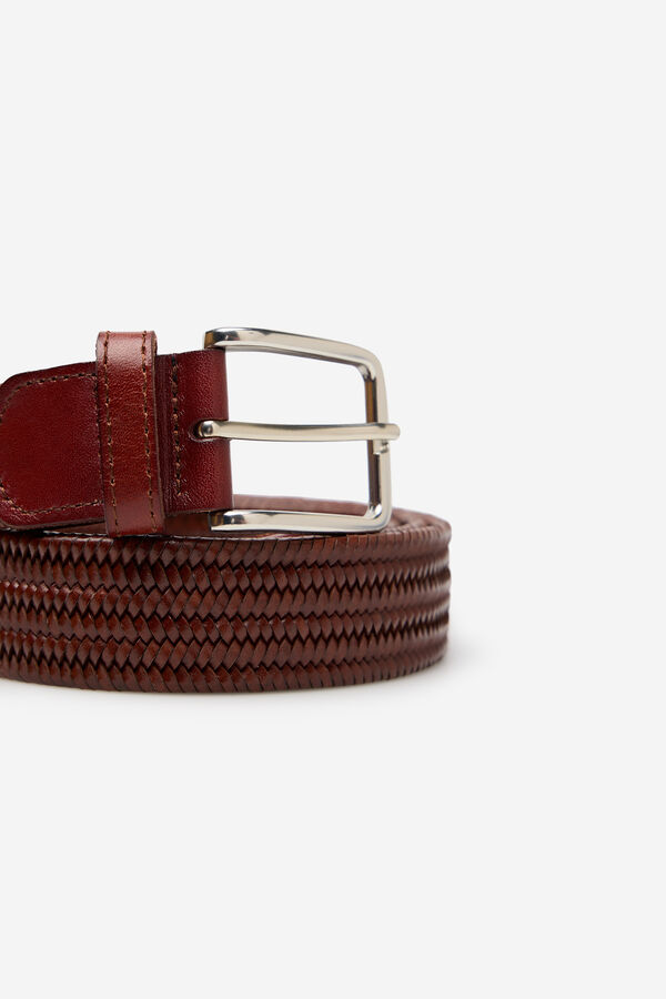 Cortefiel Elastic braided belt Brown
