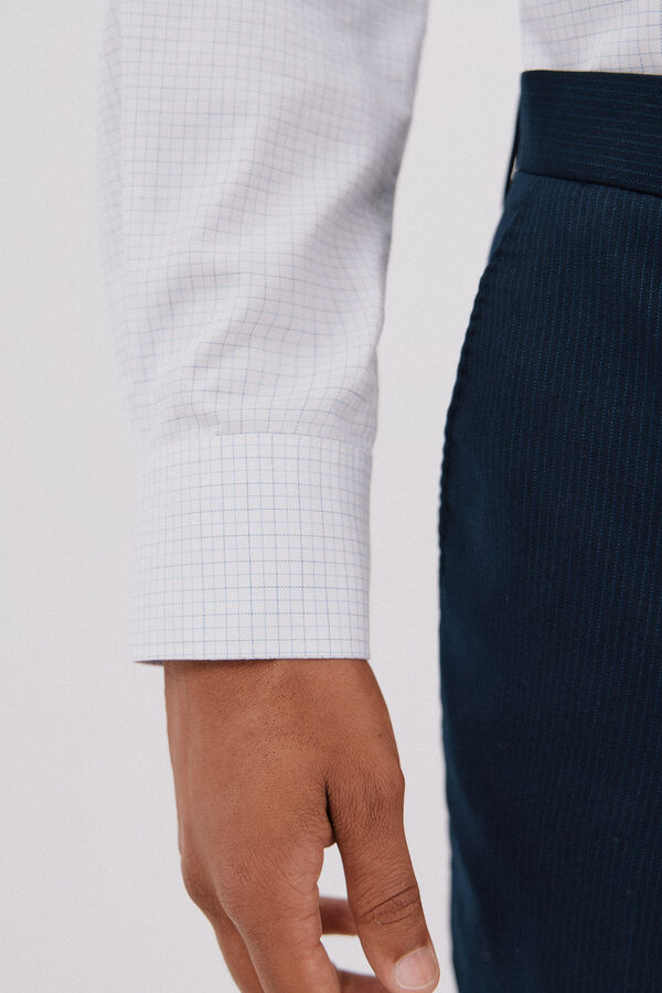 Cortefiel Easy-iron checked dress shirt Blue