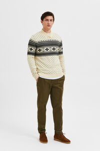 Cortefiel Knitted pullover with crossover collar  White