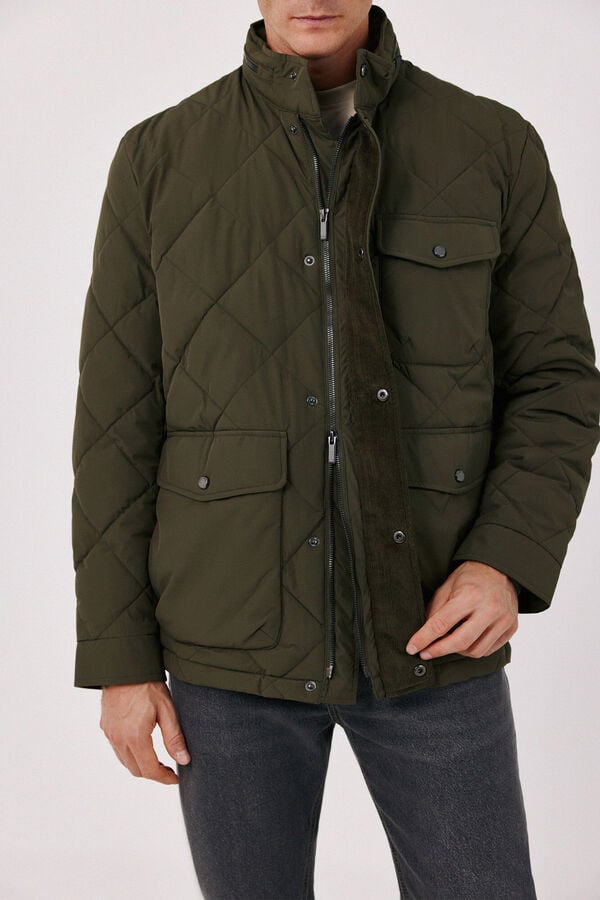 Cortefiel Diamond quilted field jacket Kaki