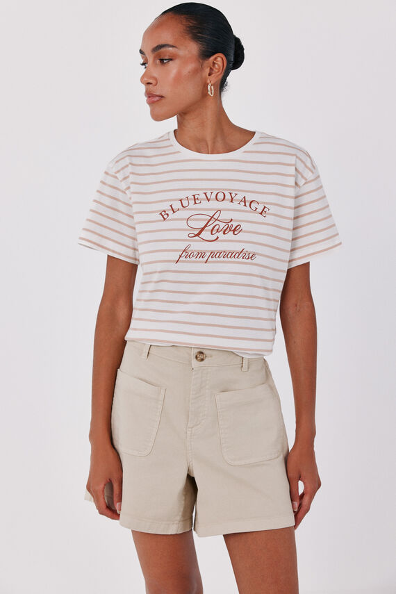 Camiseta raya estampada