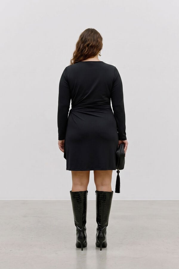 Vero Moda Curve Vestido curto com drapeado lateral Preto