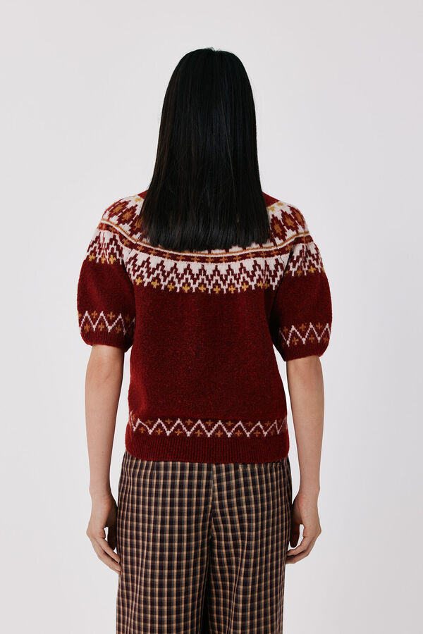 Cortefiel Positional fair isle jumper Maroon
