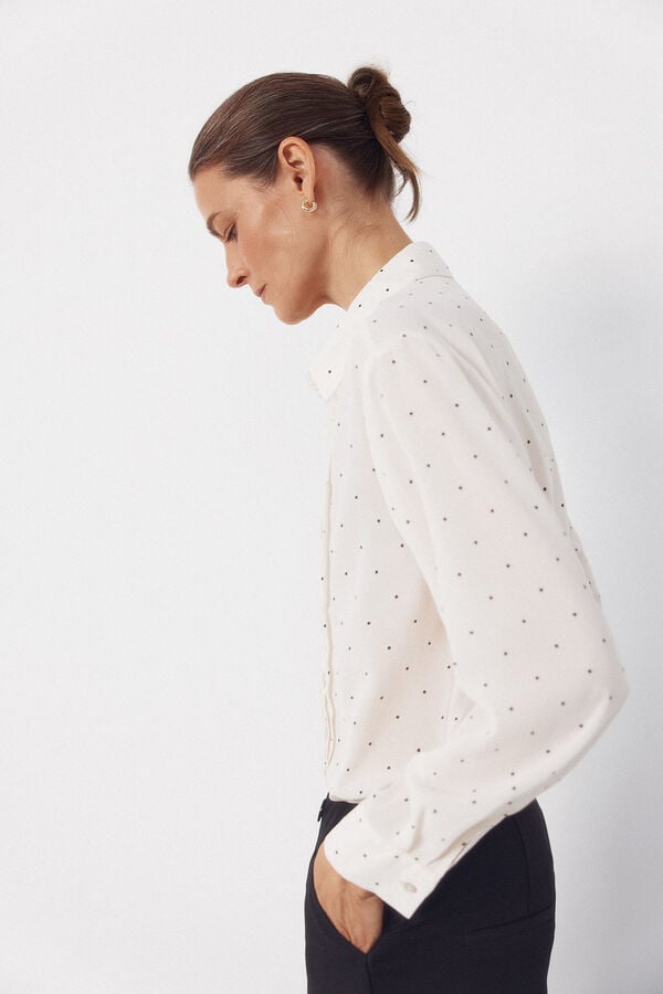 Cortefiel Plaid printed shirt Printed white