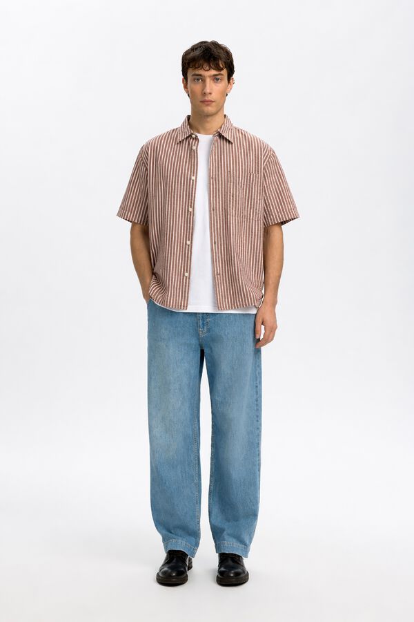 Selected Camisa tejido estructura manga corta Rojo