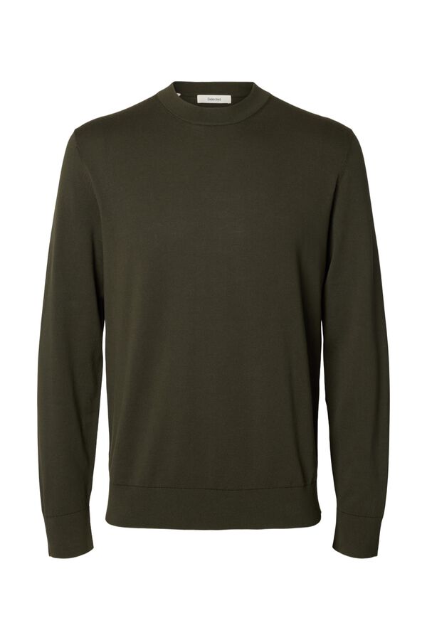 Selected Camisola leve 100% algod&atilde;o org&acirc;nico Verde