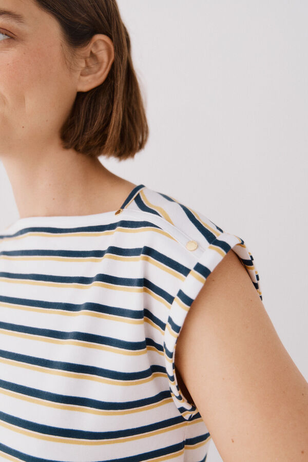 Cortefiel Basic sleeves t-shirt Printed blue