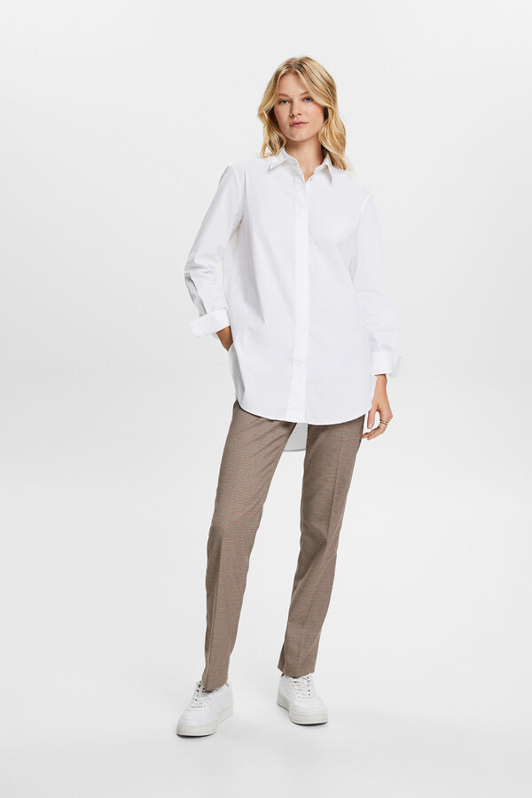 Cortefiel Long loose-fit shirt with cotton White