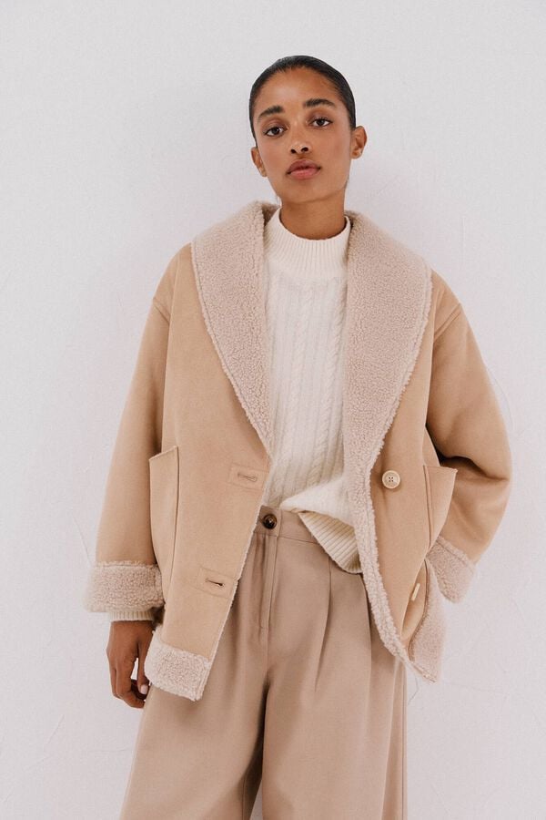 Cortefiel Double-sided effect jacket Nude