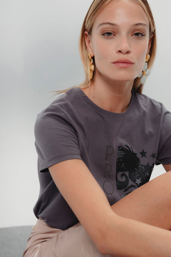 Dolores Promesas Promessas de camiseta cinza ilustrada Cinzento