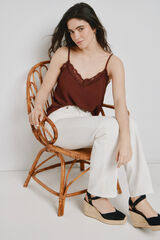 Vero Moda Top lencero Marr&oacute;n