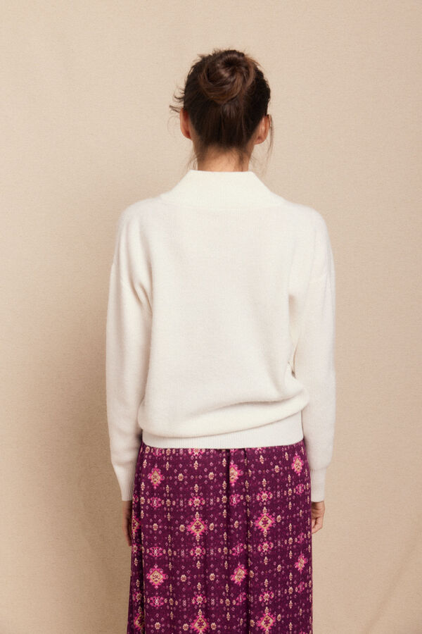 Slowlove Jersey perlado pico Marfil