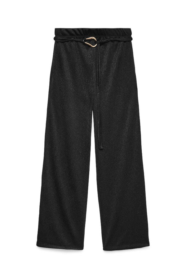 Vero Moda Long jersey-knit trouser with buckle detail Black