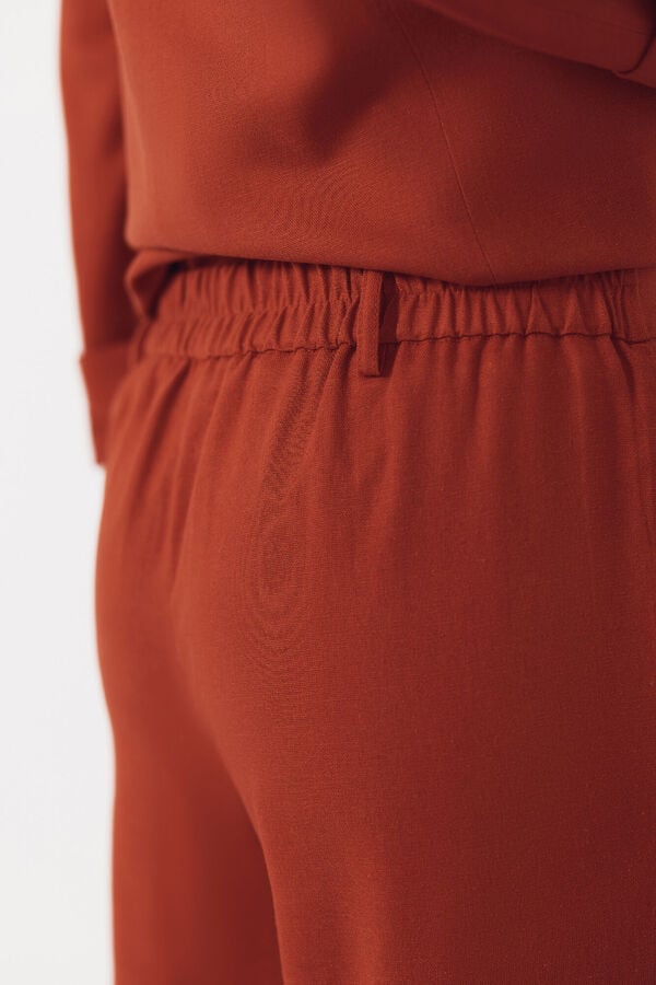 Cortefiel Wide-leg trousers with linen Orange