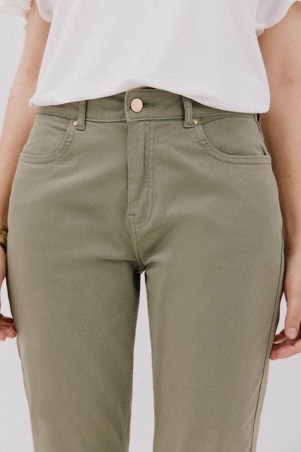 Cortefiel  colored cropped skinny trousers Kaki