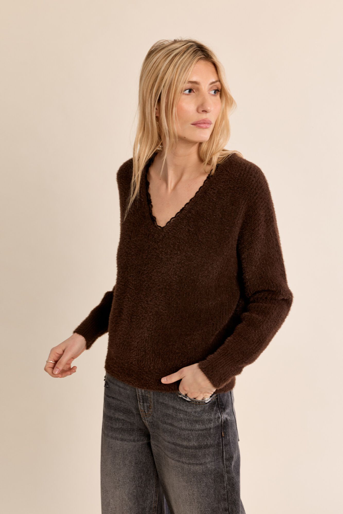 Molly Bracken Camisola de manga comprida com detalhe de renda