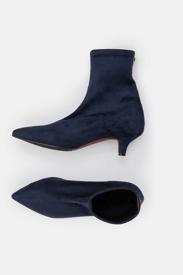 Cortefiel Lycra low heel ankle boot Navy