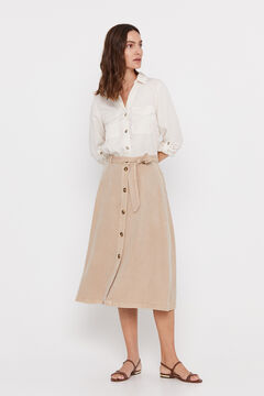 Cortefiel Flare skirt with buttons  Beige