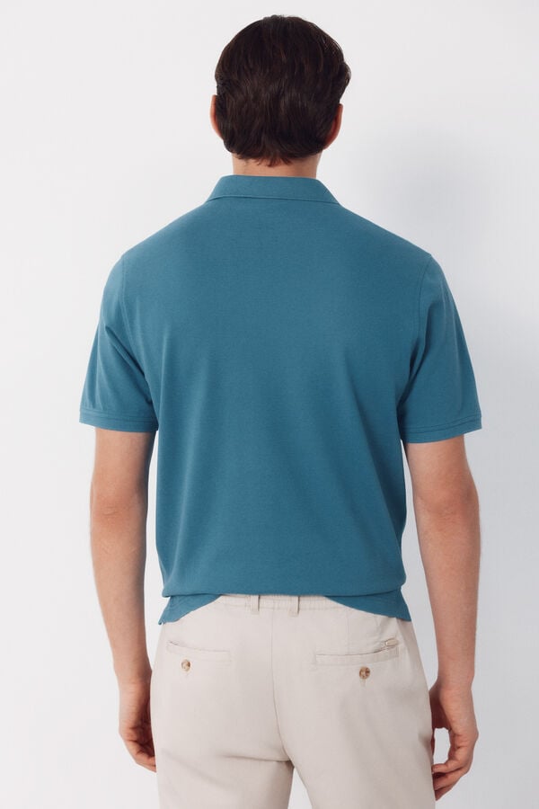Cortefiel Piqu&eacute; basic polo shirt Blue