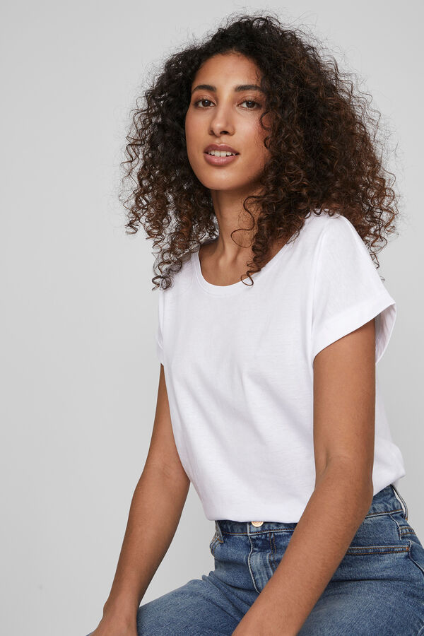 Vila T-shirt manga curta em algod&atilde;o org&acirc;nico Branco