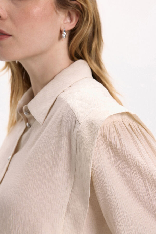 Vila Blusa de viscose com detalhes em lurex Cinzento