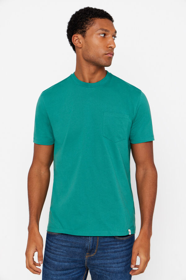 Cortefiel Camiseta basica bolsillo Verde