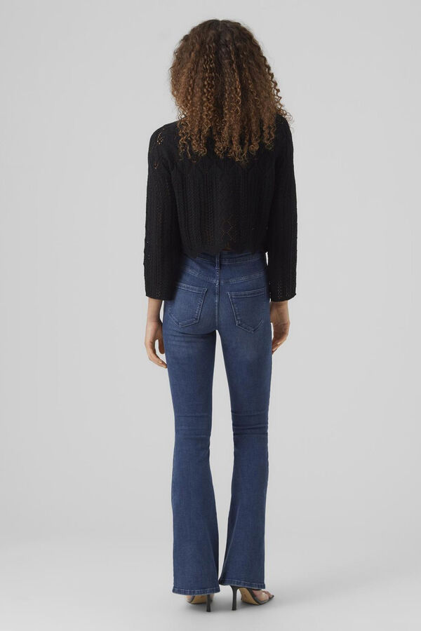 Vero Moda Camiseta feminina de manga comprida de malha Preto