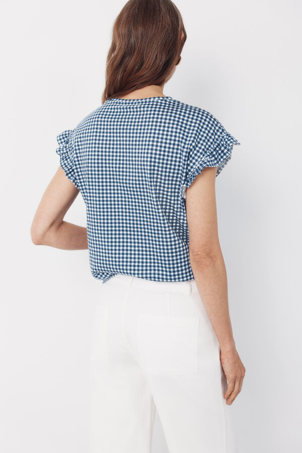 Cortefiel Camiseta b&aacute;sica volante Estampado azul