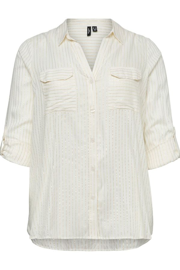 Vero Moda Curve Large size lurex shirt  White
