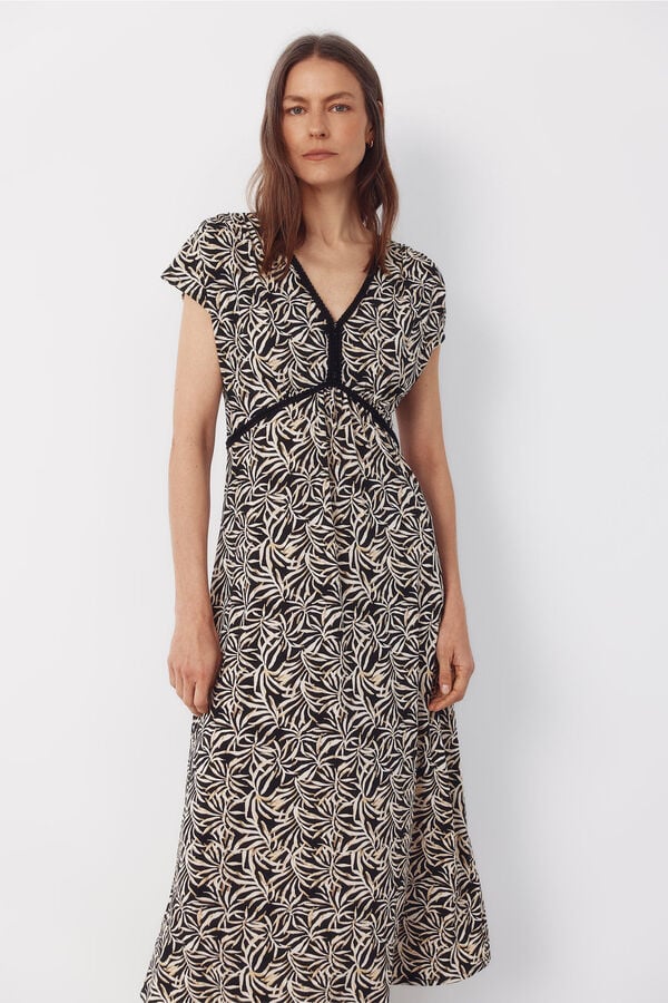 Cortefiel Braided print dress Printed grey